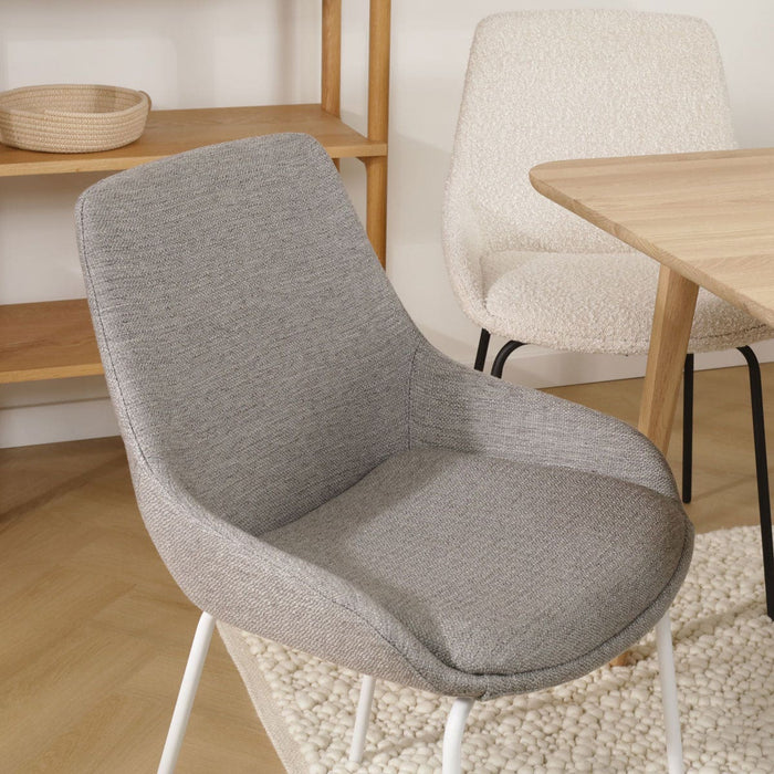 Nolon Nora-Isa Eetkamerstoel Warm Grijs - Stof - Wit Onderstel