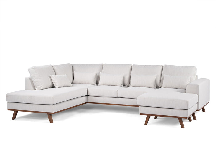 Giga Meubel - Chaise Longue Bank - Beige - 3-Zits Links - Melva