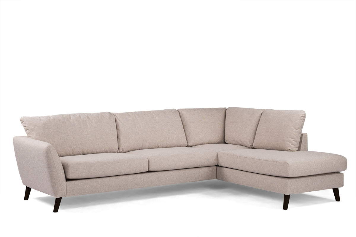 Giga Meubel - Hoekbank Stof - Beige|Zwart - 3-Zits Rechts 278cm - Inari