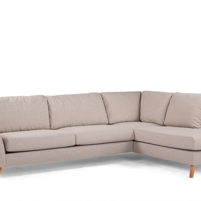 Giga Meubel - Hoekbank Stof - Beige|Eikenhout - 3-Zits Rechts - Inari