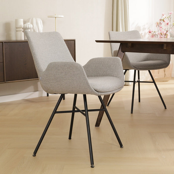 Nolon Noa-Eef Eetkamerstoel Warm Grijs - met Armleuning - Zwart