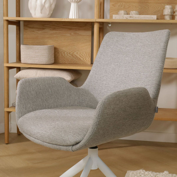 Nolon Nola-Eef Eetkamerstoel Warm Grijs - Draaibaar Wit Onderstel