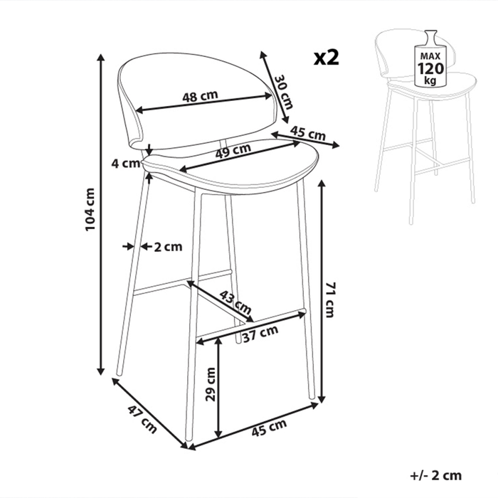 Beliani - KIANA - Barkruk set van 2 - Oranje - Polyester