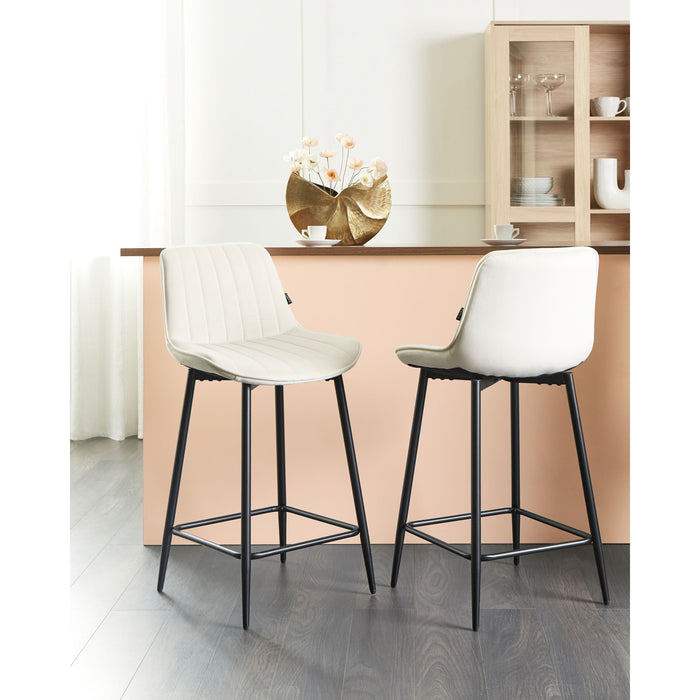 Beliani - DUBROVNIK - Barkruk set van 2 - Lichtbeige - Fluweel