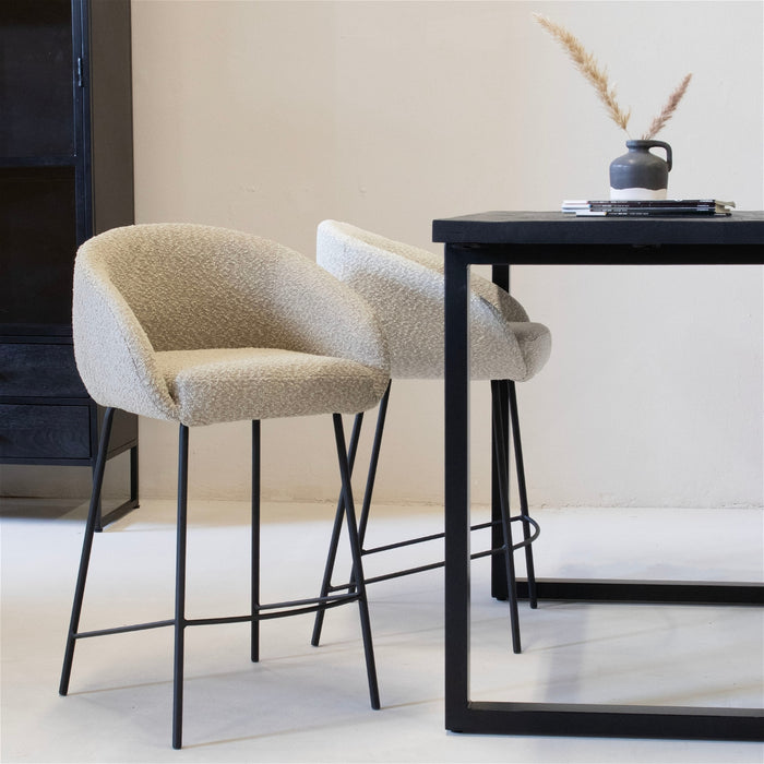 Giga Meubel - Barkruk Beige - Stof|Textiel - Lova - Set van 2