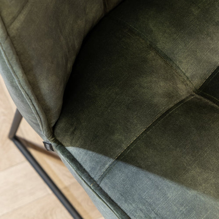 Bronx71 Velvet barkruk Janna groen 70 cm