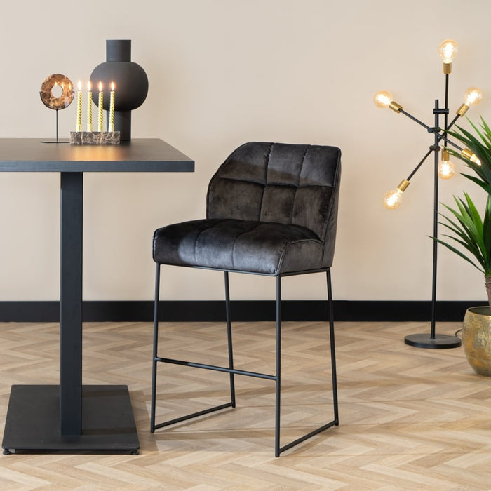 Bronx71 Velvet barkruk Janna antraciet 82 cm