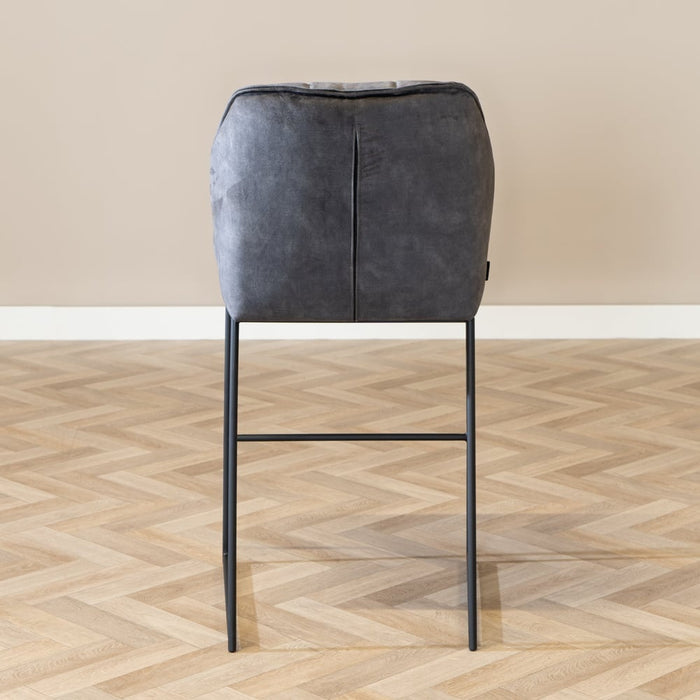 Bronx71 Velvet barkruk Janna antraciet 82 cm