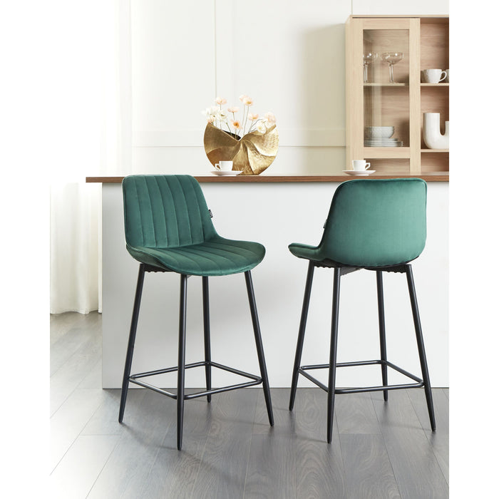 Beliani - DUBROVNIK - Barkruk set van 2 - Smaragdgroen - Fluweel