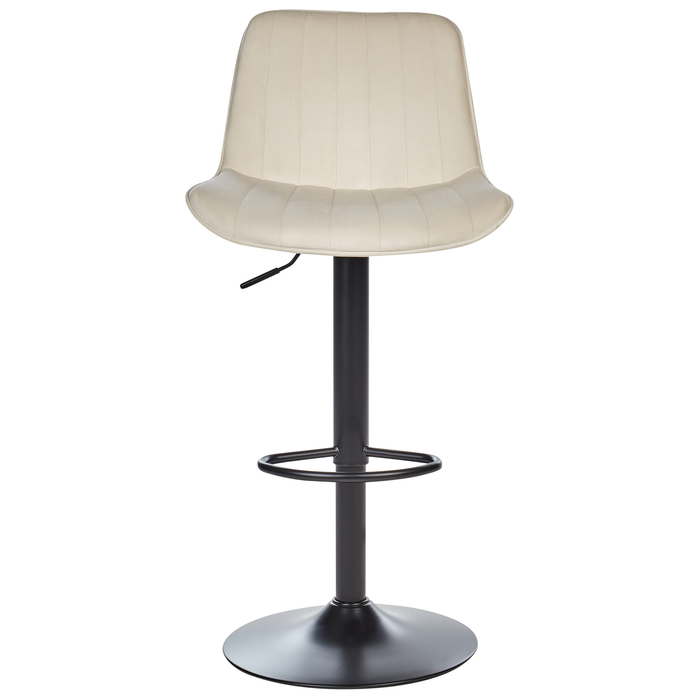 Beliani-DUBROVNIK-Barkruk verstelbaar set van 2-Lichtbeige-Fluweel