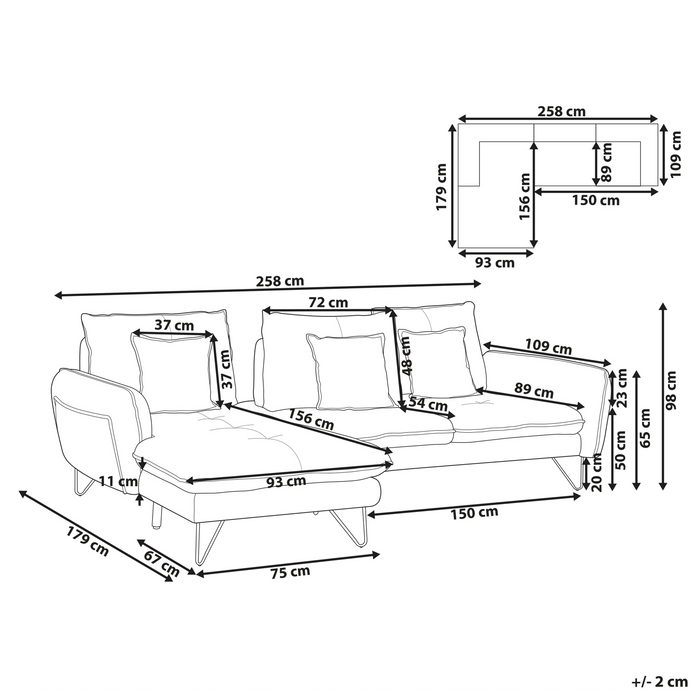 Beliani - SERSAN - Hoekbank - Beige - Rechtszijdig - Chenille