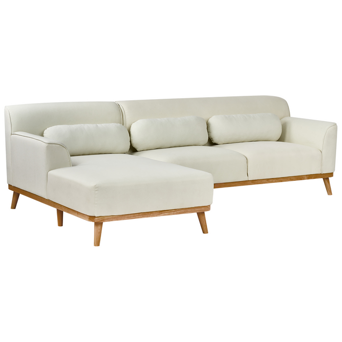 Beliani - SIMOS - Hoekbank - Gebroken wit - Rechtszijdig - Polyester