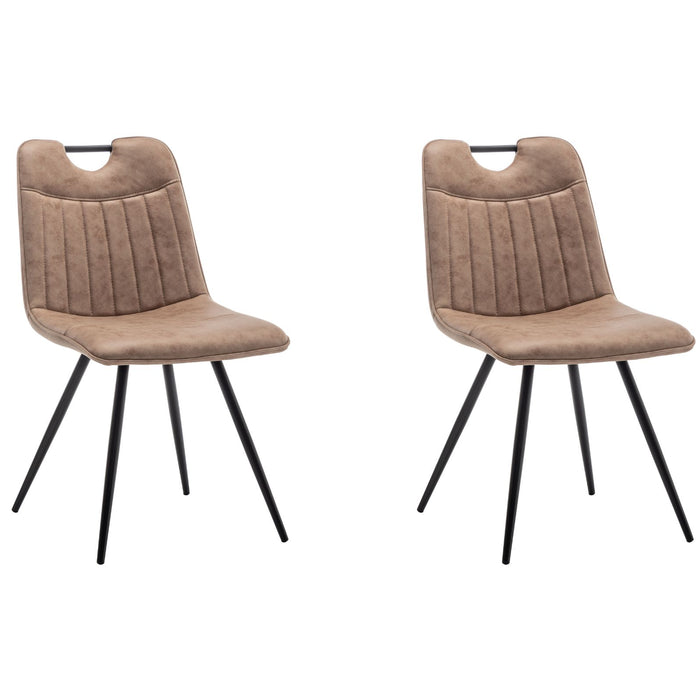 Furnihaus Eetkamerstoel Leon Microvezel Taupe Set van 2