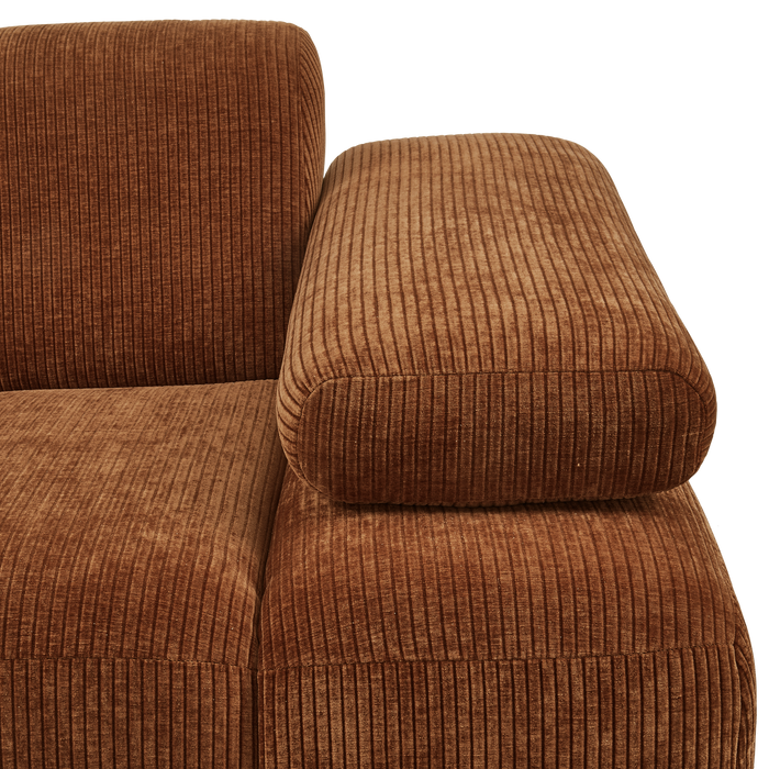 WOOOD Mojo 1-Zits Bank Met Arm Rechts - Ribstof - Roest Bruin