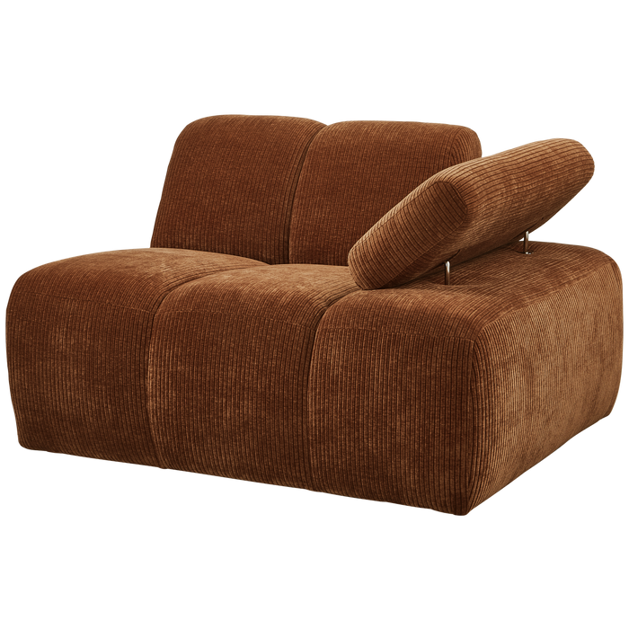 WOOOD Mojo 1-Zits Bank Met Arm Rechts - Ribstof - Roest Bruin