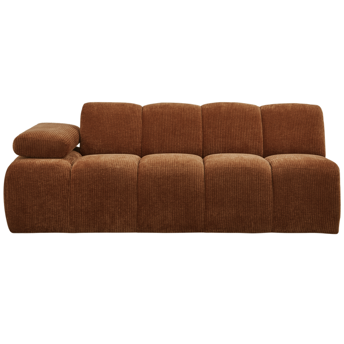 WOOOD Mojo 2-Zits Bank Met Arm Links - Ribstof - Roest Bruin