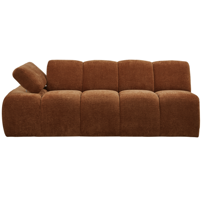 WOOOD Mojo 2-Zits Bank Met Arm Links - Ribstof - Roest Bruin