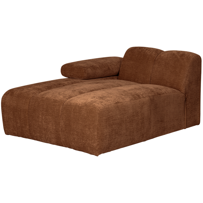 WOOOD Mojo Chaise Longue Elementenbank links - Ribstof - Roest Bruin