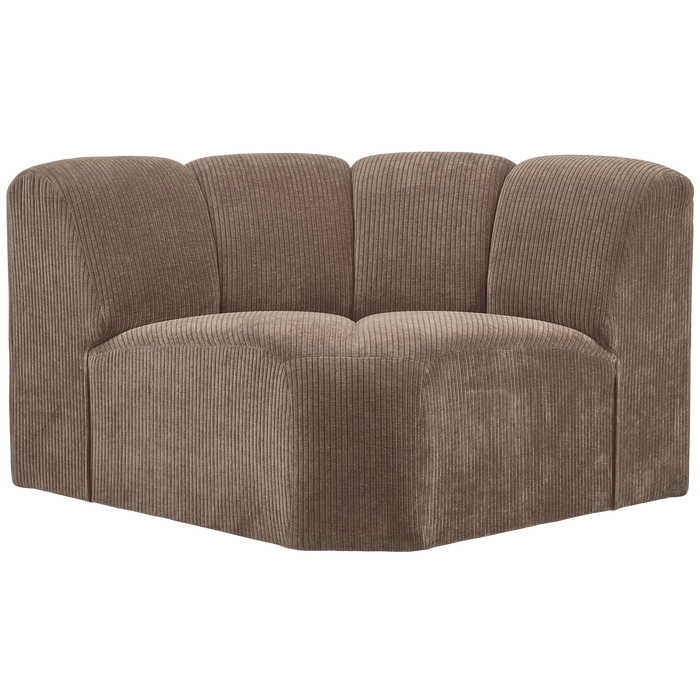 WOOOD Mojo Bank Hoekelement - Ribstof - Donker Zand - 75x68x77