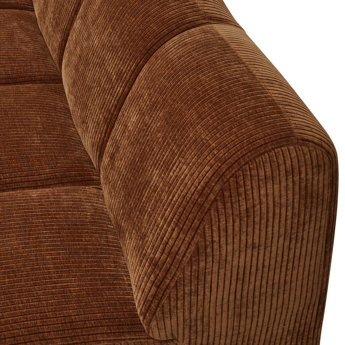 WOOOD Mojo 2-Zits Bank Met Arm Links - Ribstof - Roest Bruin