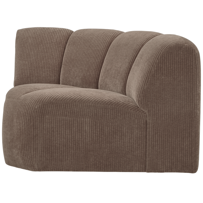 WOOOD Mojo Bank Hoekelement - Ribstof - Donker Zand - 75x68x77