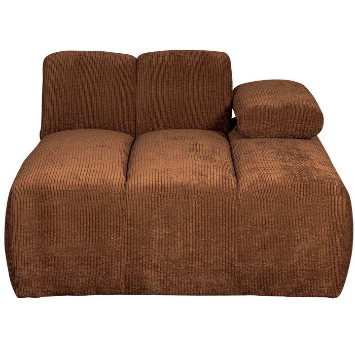 WOOOD Mojo Chaise Longue Elementenbank Rechts - Ribstof - Roest Bruin