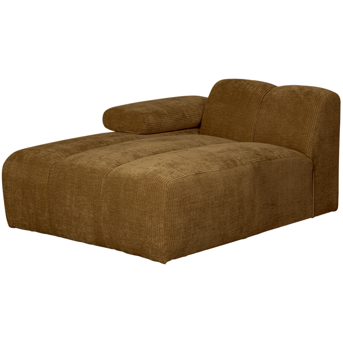 WOOOD Mojo Chaise Longue Elementenbank links - Ribstof - Honing Geel