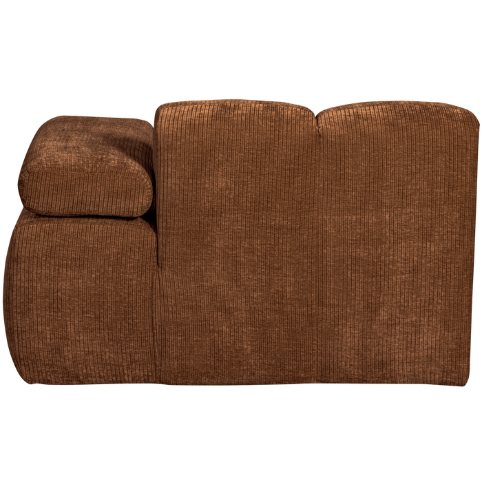 WOOOD Mojo Chaise Longue Elementenbank Rechts - Ribstof - Roest Bruin