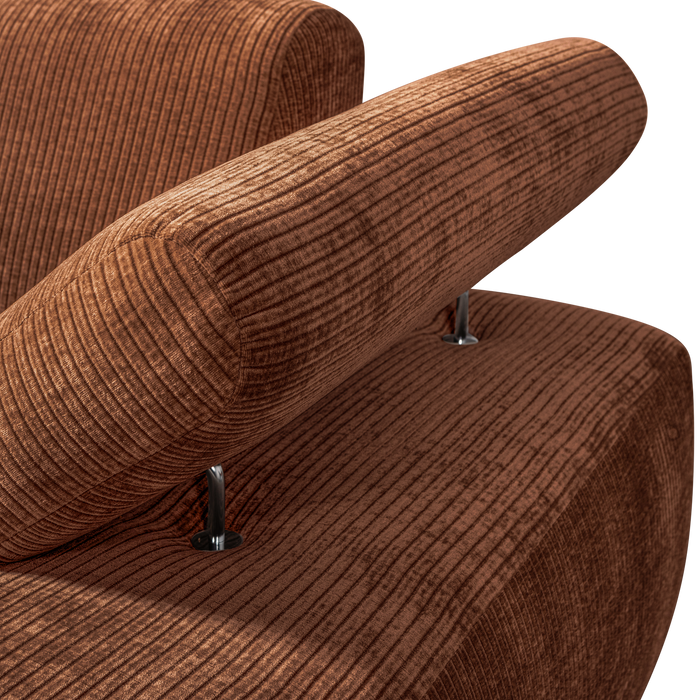 WOOOD Mojo Chaise Longue Elementenbank Rechts - Ribstof - Roest Bruin