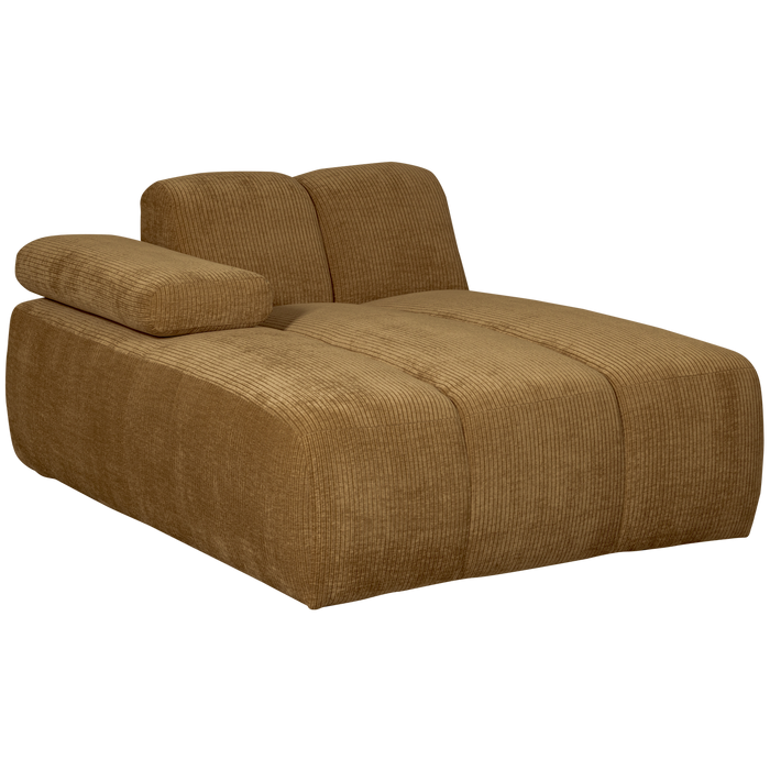 WOOOD Mojo Chaise Longue Elementenbank links - Ribstof - Honing Geel