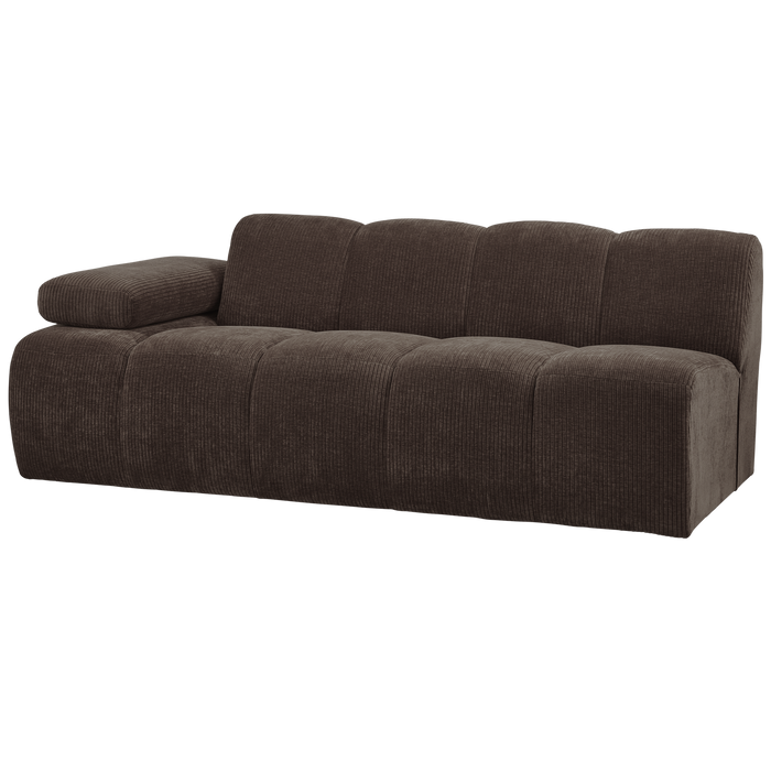 WOOOD Mojo 2-Zits Bank Met Arm Links - Ribstof - Bruin - 74x200x97