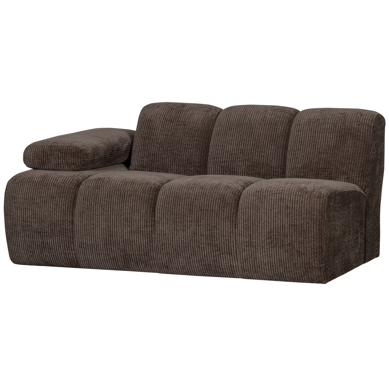 WOOOD Mojo 1,5-Zits Bank Met Arm Links - Ribstof - Bruin - 74x160x97