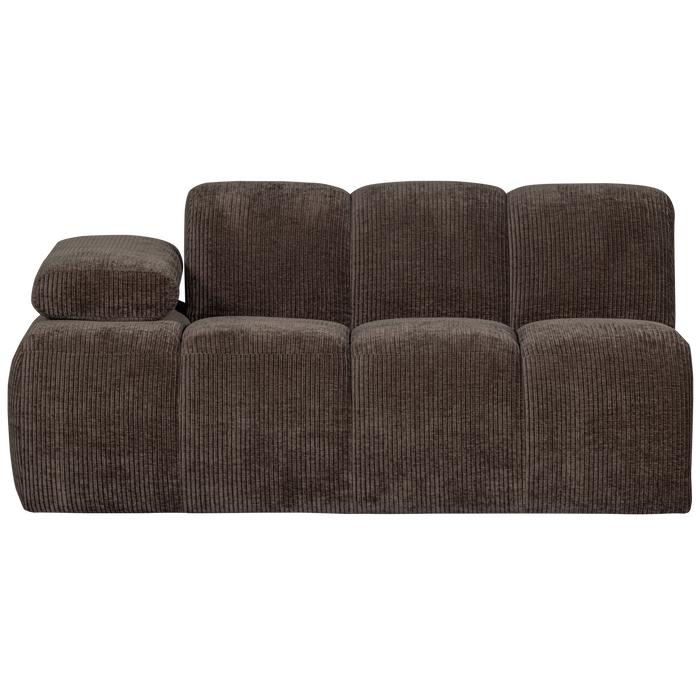 WOOOD Mojo 1,5-Zits Bank Met Arm Links - Ribstof - Bruin - 74x160x97