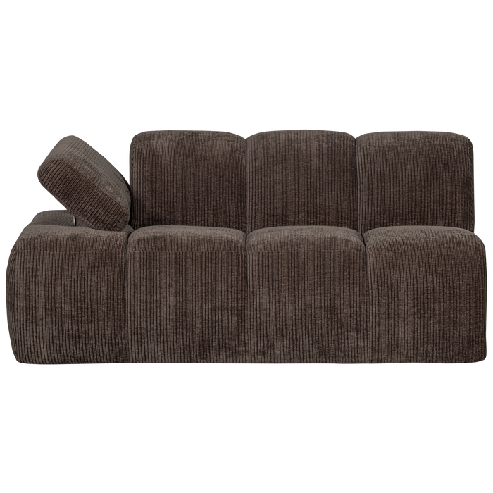 WOOOD Mojo 1,5-Zits Bank Met Arm Links - Ribstof - Bruin - 74x160x97