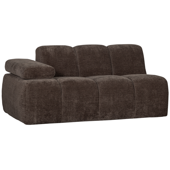 WOOOD Mojo 1,5-Zits Bank Met Arm Links - Ribstof - Bruin - 74x160x97