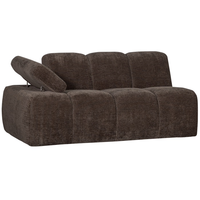 WOOOD Mojo 1,5-Zits Bank Met Arm Links - Ribstof - Bruin - 74x160x97