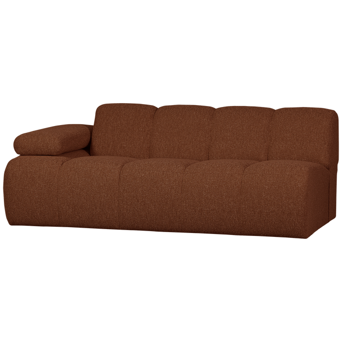 WOOOD Mojo 2-Zits Bank Met Arm Links - Bouclé - Roest Bruin Melange