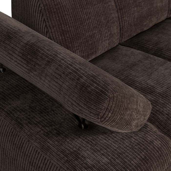 WOOOD Mojo 1,5-Zits Bank Met Arm Links - Ribstof - Bruin - 74x160x97