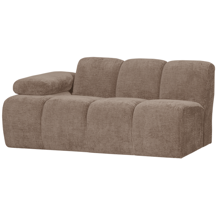 WOOOD Mojo 1,5-Zits Bank Met Arm Links - Ribstof - Zand - 74x160x97