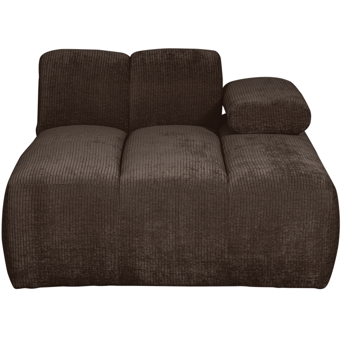 WOOOD Mojo Chaise Longue Elementenbank Rechts - Ribstof - Bruin