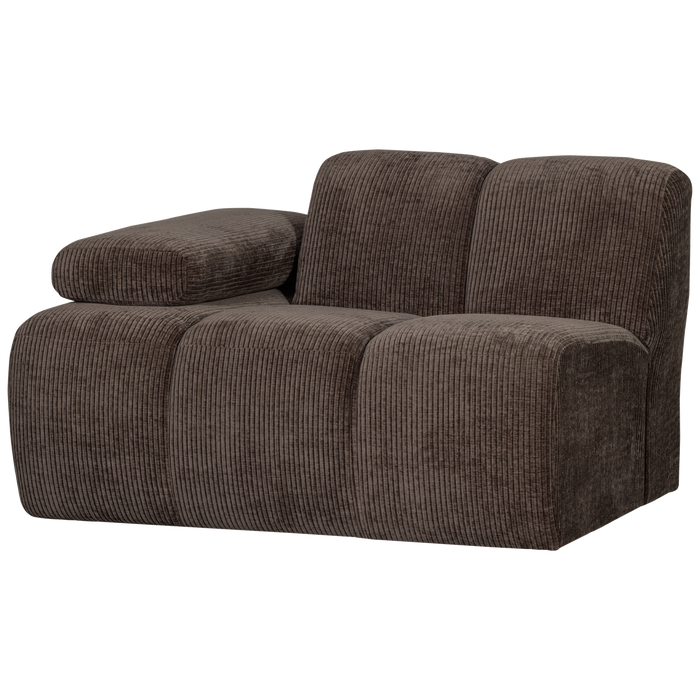 WOOOD Mojo 1-Zits Bank Met Arm Links - Ribstof - Bruin - 74x120x97