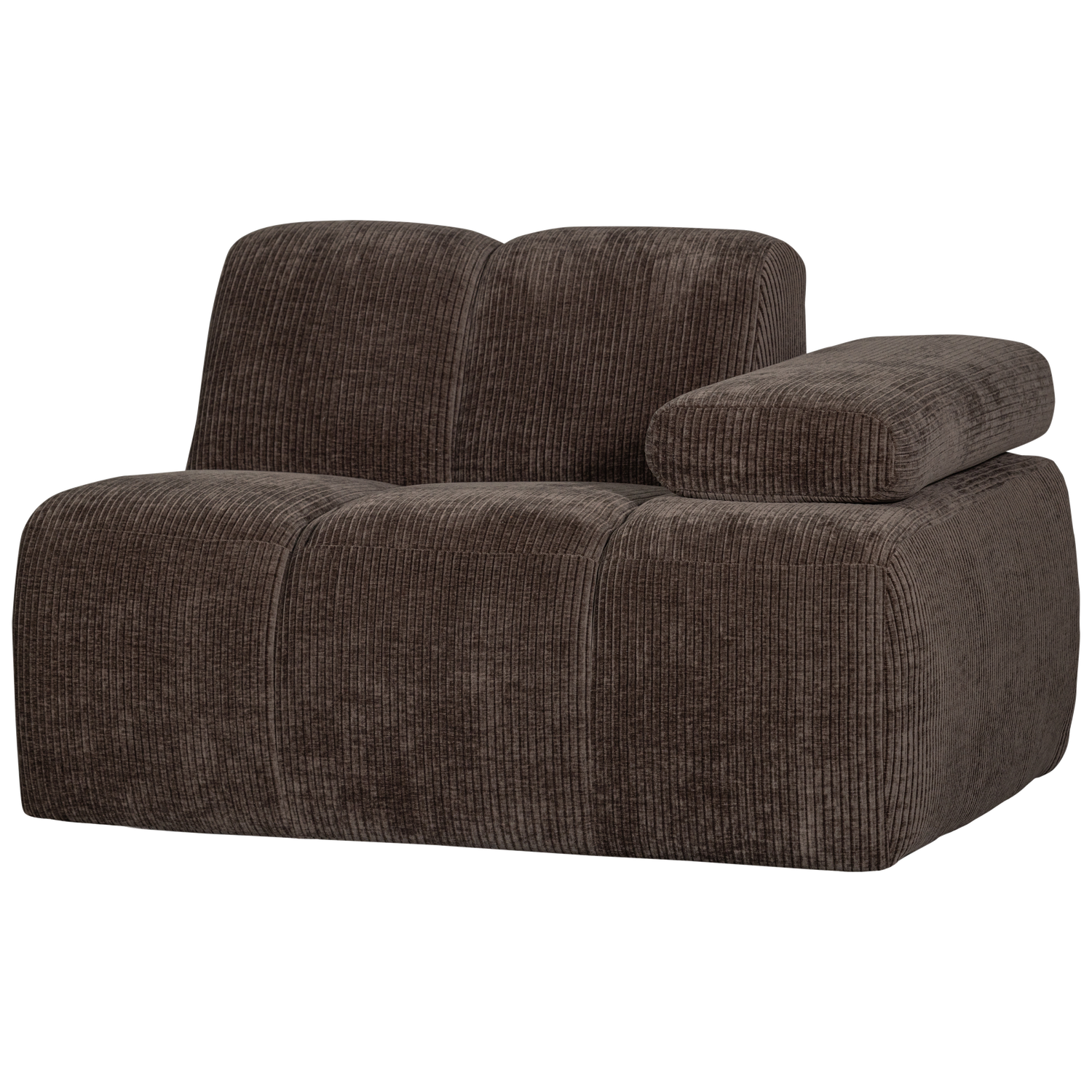 WOOOD Mojo 1-Zits Bank Met Arm Rechts - Ribstof - Bruin - 74x120x97