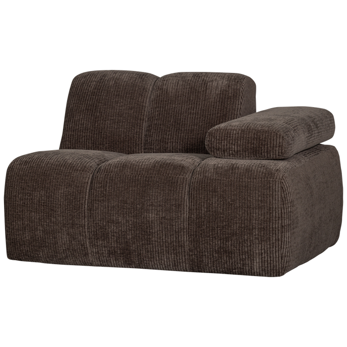 WOOOD Mojo 1-Zits Bank Met Arm Rechts - Ribstof - Bruin - 74x120x97