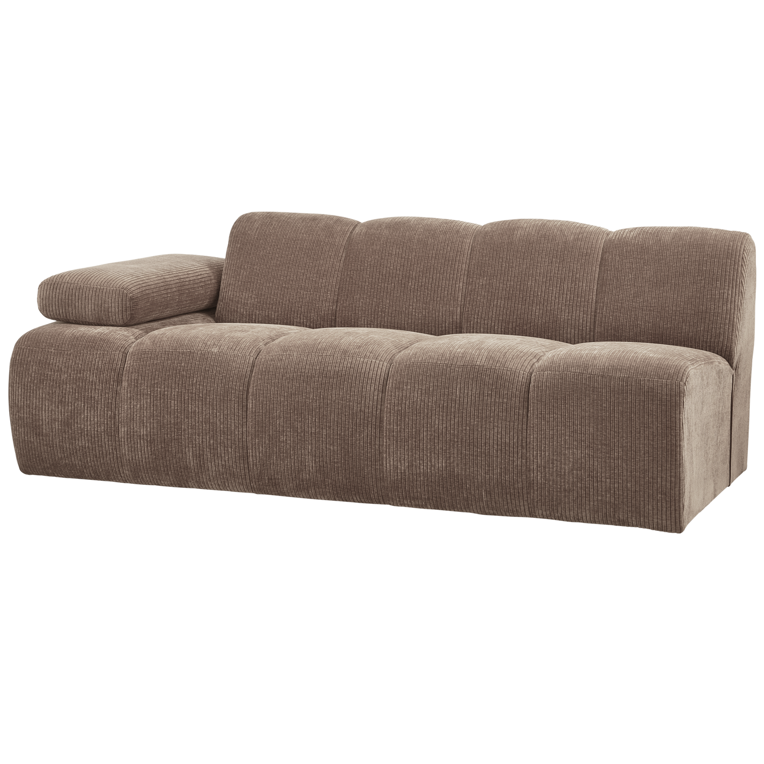 WOOOD Mojo 2-Zits Bank Met Arm Links - Ribstof - Zand - 74x200x97