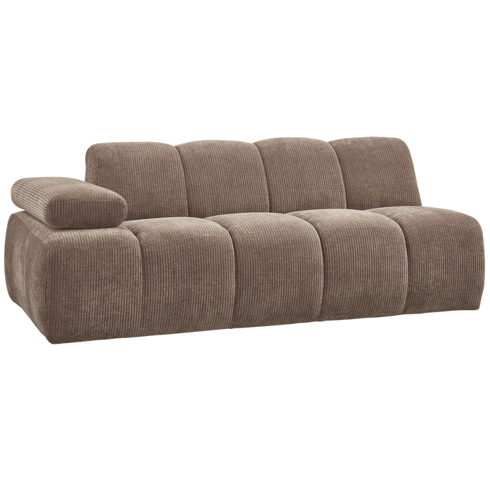 WOOOD Mojo 2-Zits Bank Met Arm Links - Ribstof - Zand - 74x200x97