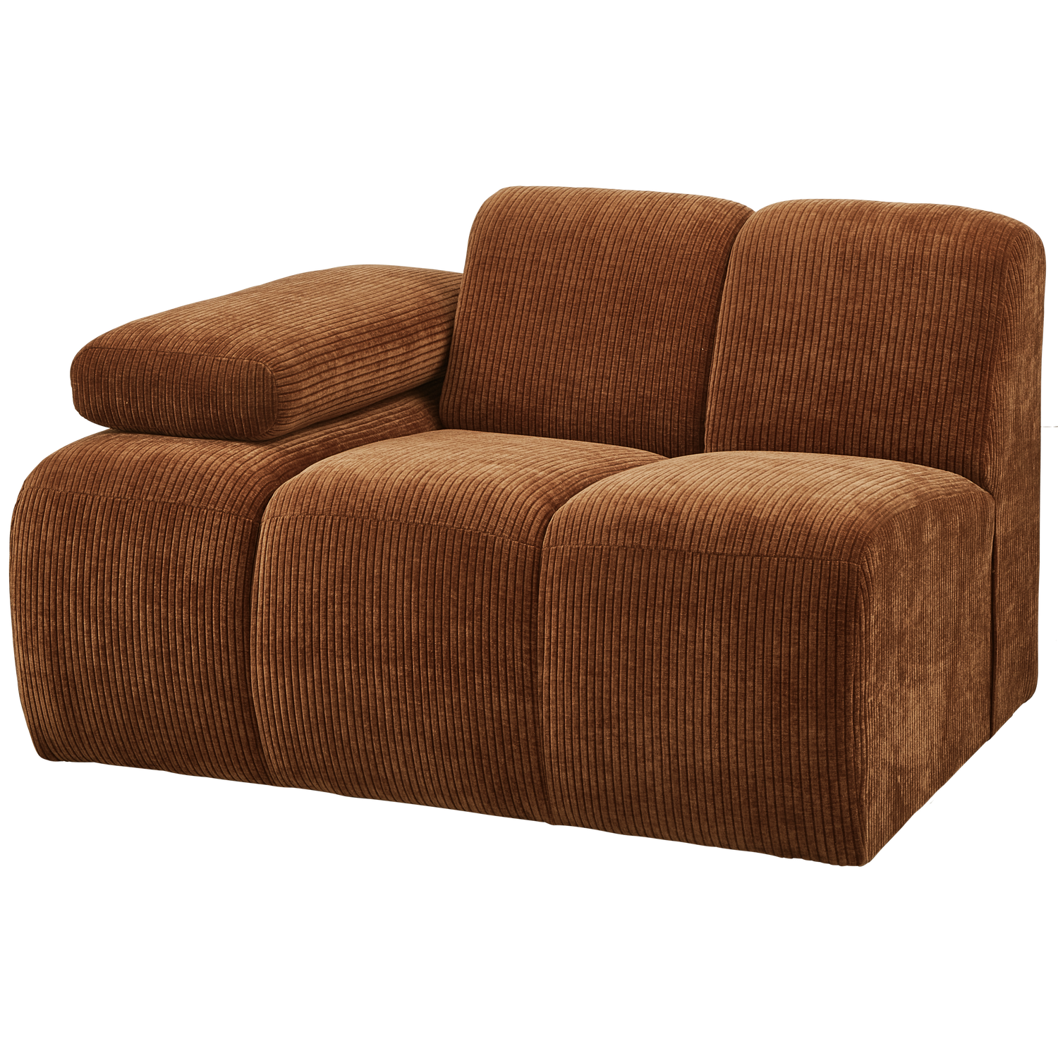 WOOOD Mojo 1-Zits Bank Met Arm Links - Ribstof - Roest Bruin