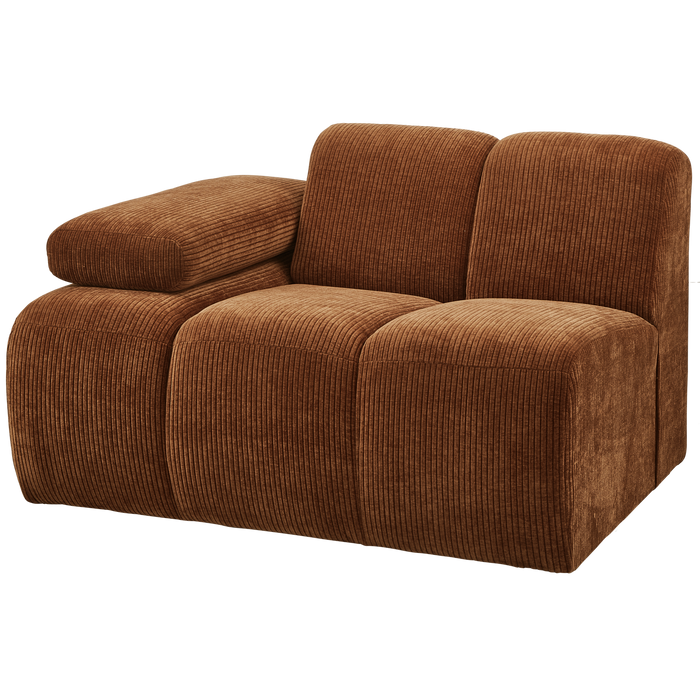 WOOOD Mojo 1-Zits Bank Met Arm Links - Ribstof - Roest Bruin