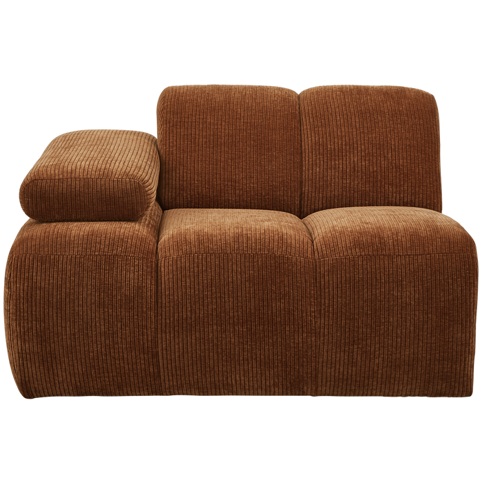 WOOOD Mojo 1-Zits Bank Met Arm Links - Ribstof - Roest Bruin