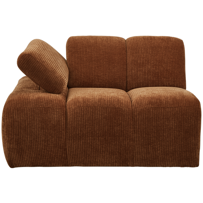 WOOOD Mojo 1-Zits Bank Met Arm Links - Ribstof - Roest Bruin