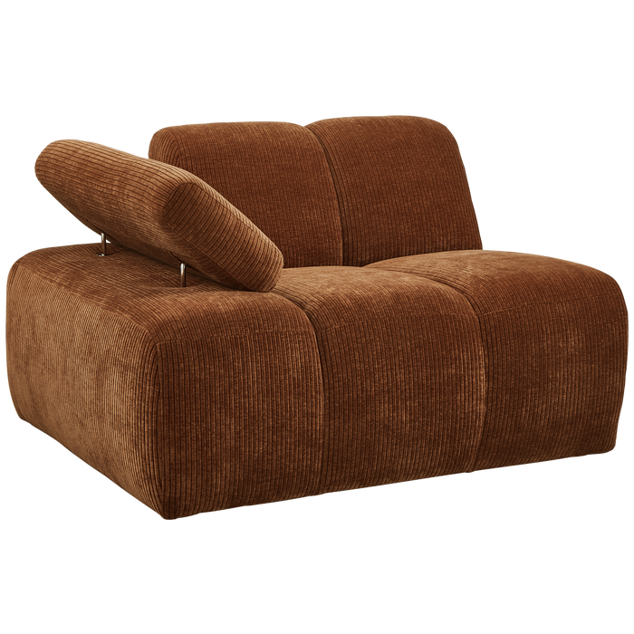 WOOOD Mojo 1-Zits Bank Met Arm Links - Ribstof - Roest Bruin